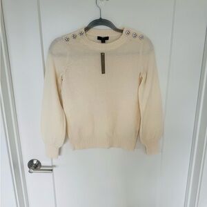 J.Crew Cream Sweater with Jewel Button Accents XXS NWT